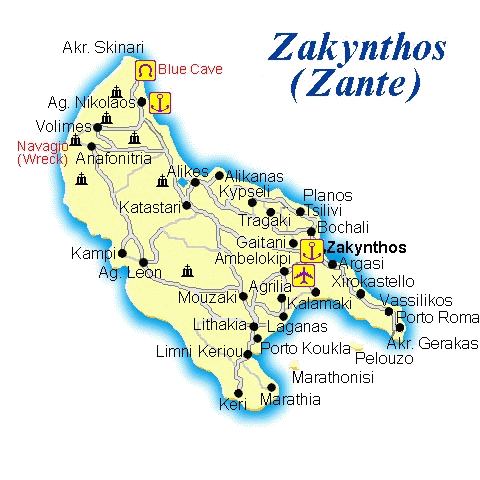 Zakynthos(Zante) map